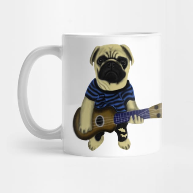 Funny Pug Playing Guitar Dog Lovers Gift by Merchweaver